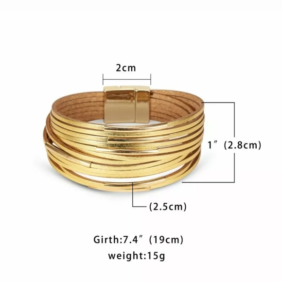 Multi-layered gold wrap bracelet /cuff magnetic - Picture 3 of 4